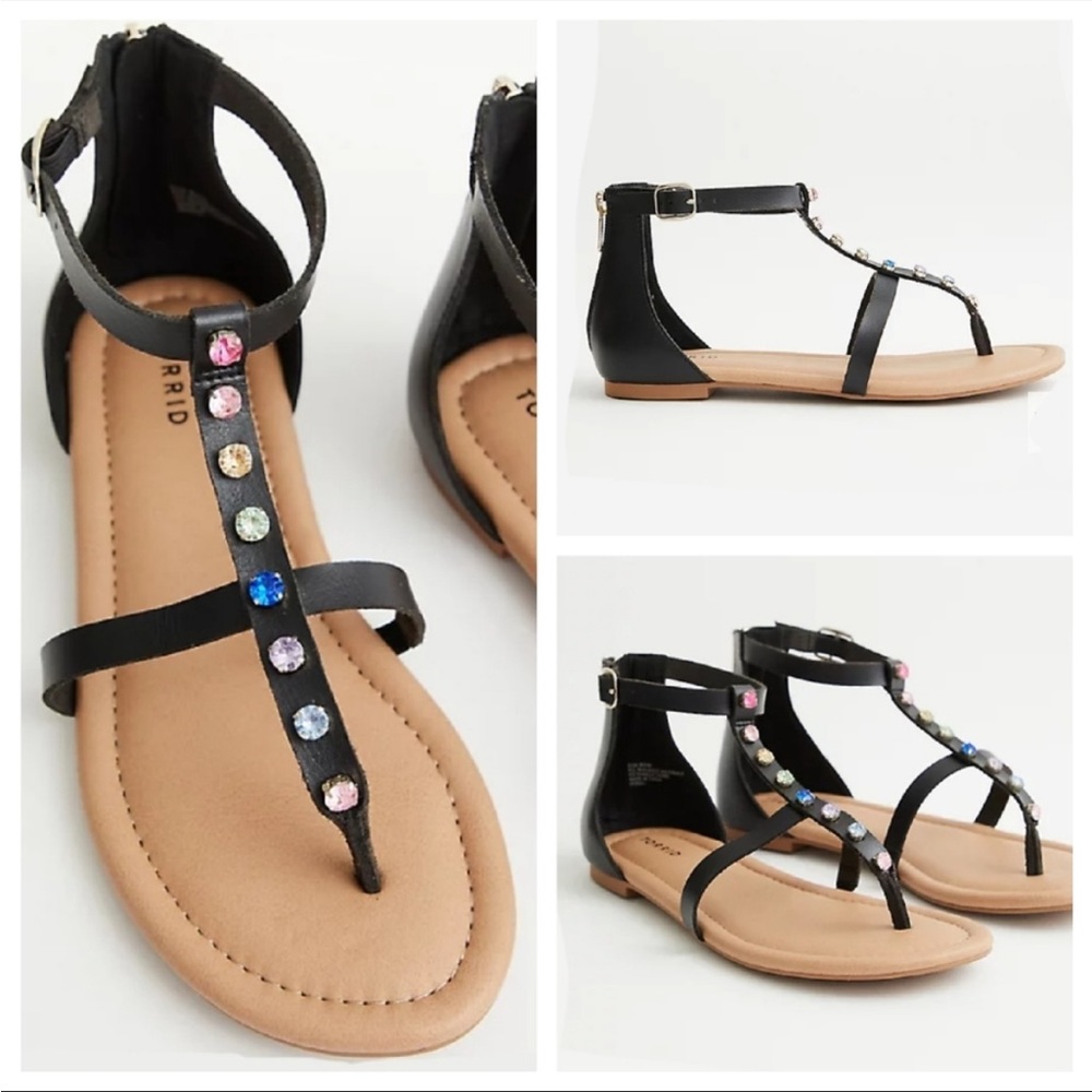 Torrid Rainbow Studded T-Strap Sandals 13WW
